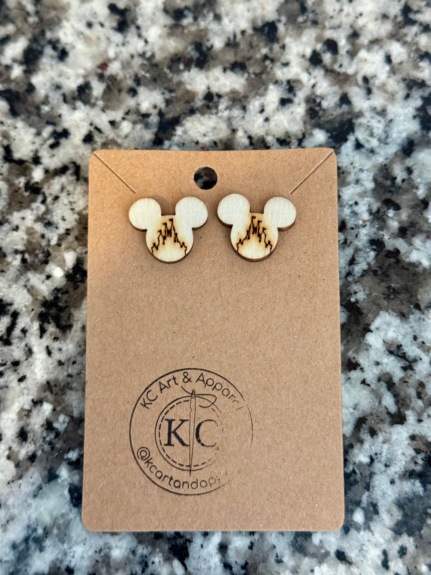 Laser Engraved Mickey Earrings