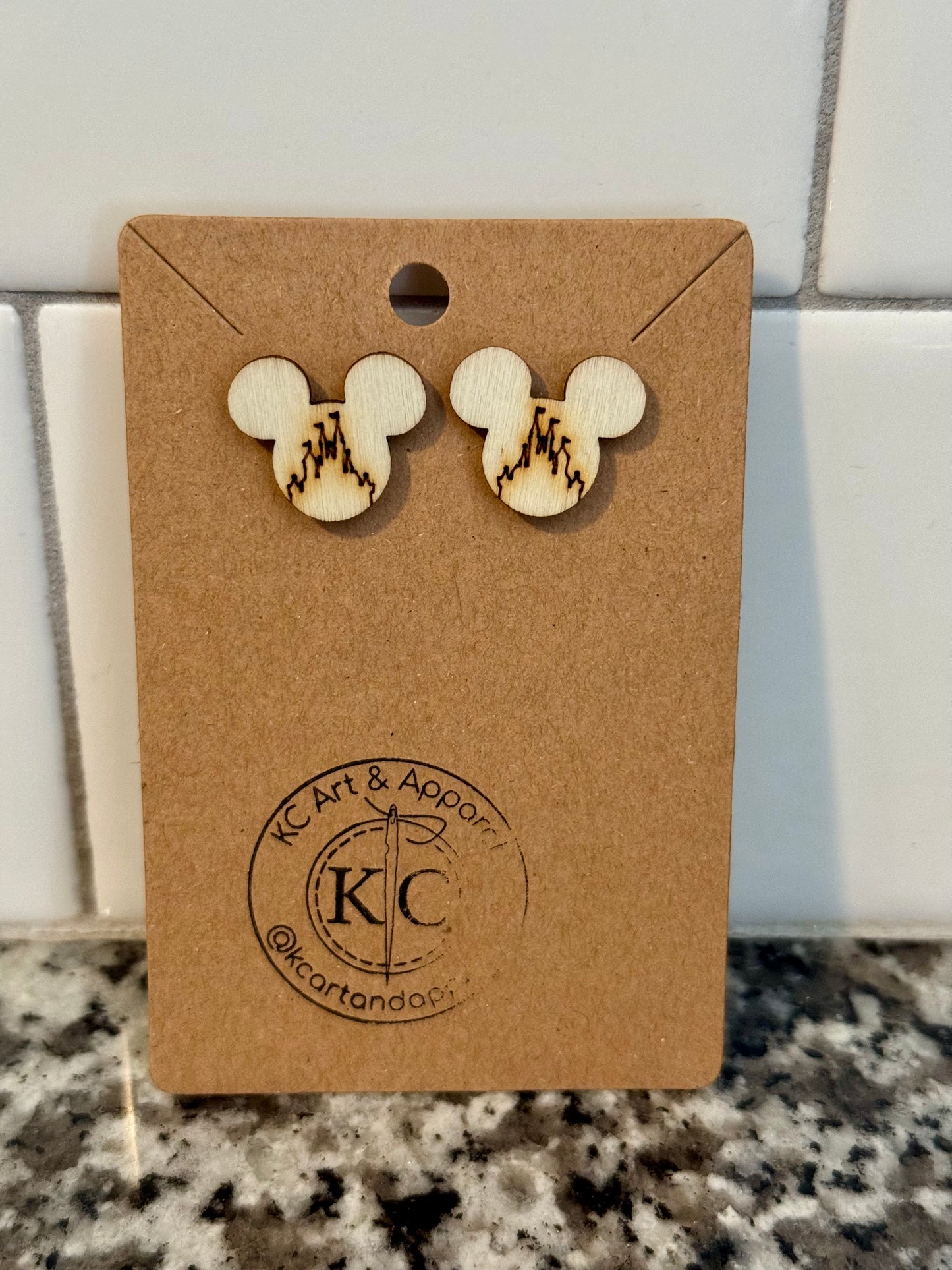 Laser Engraved Mickey Earrings