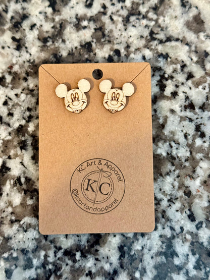 Laser Engraved Mouse Post Earrings