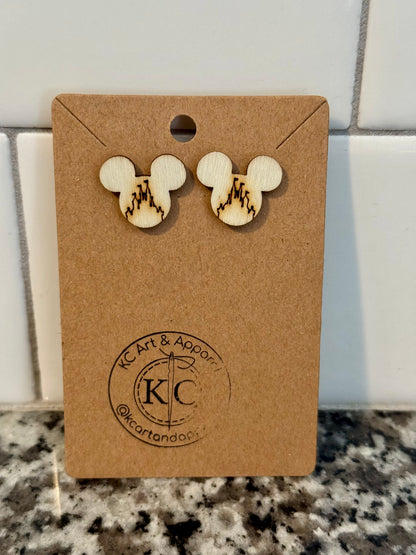 Laser Engraved Mouse Post Earrings