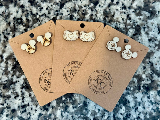 Laser Engraved Mickey Earrings