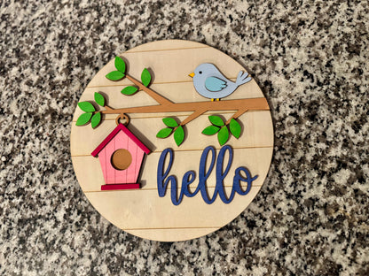 Hello Blue Bird Spring Sign