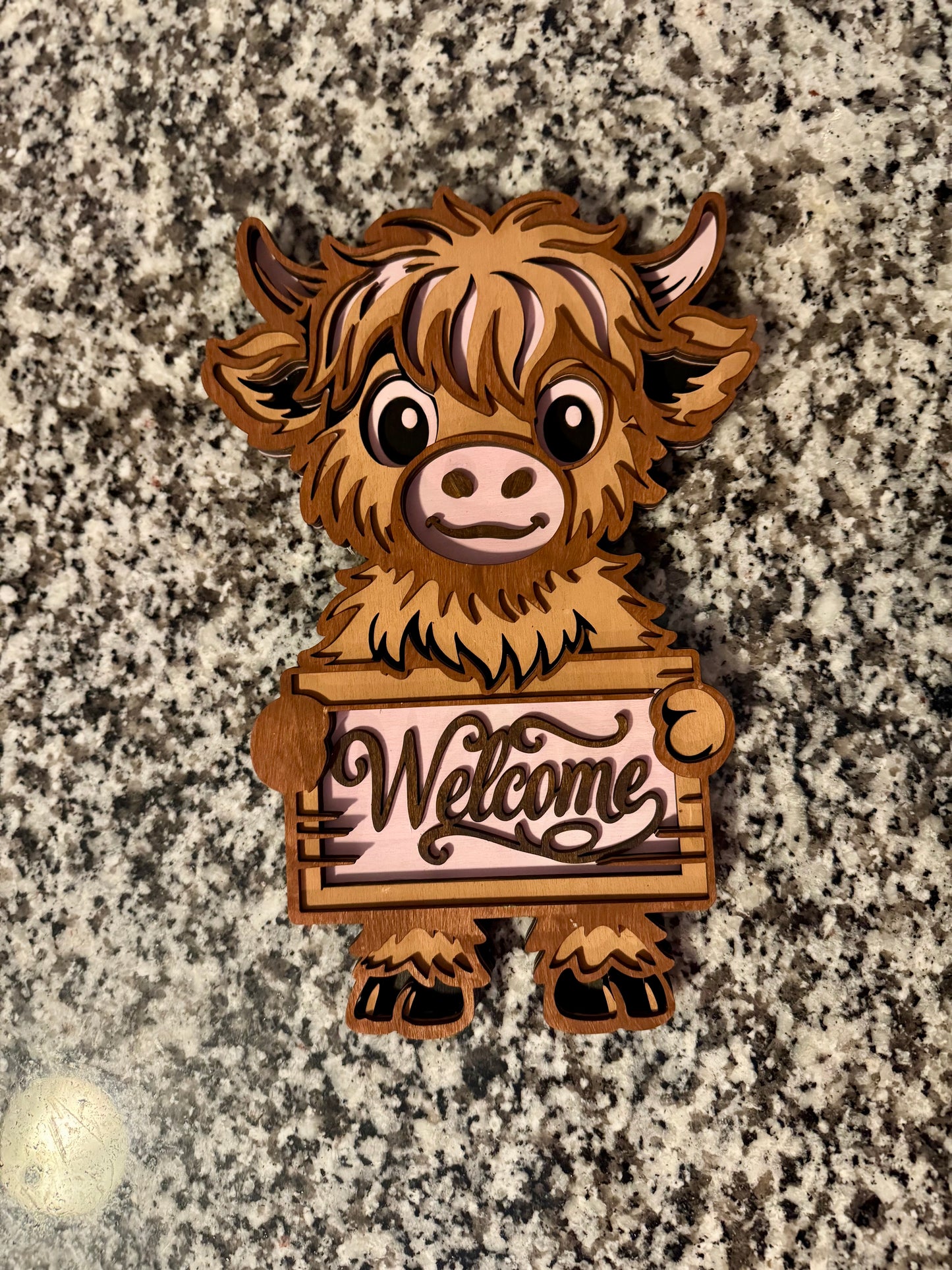Highland Cow Welcome Sign