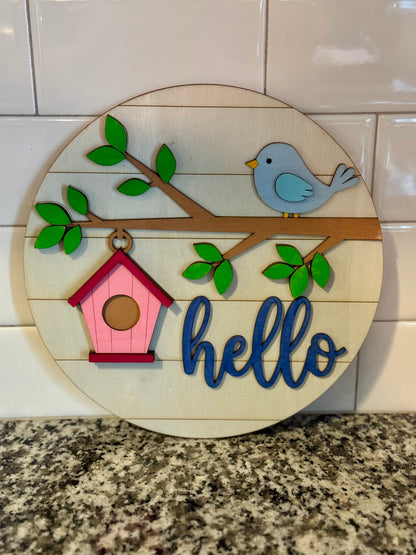 Hello Blue Bird Spring Sign