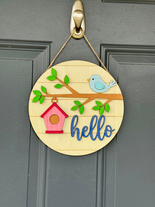 Hello Blue Bird Spring Sign