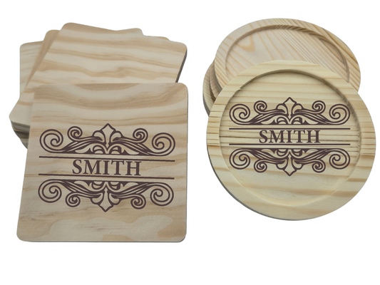 Personalized Wood Coaster - Fancy Full No Letter