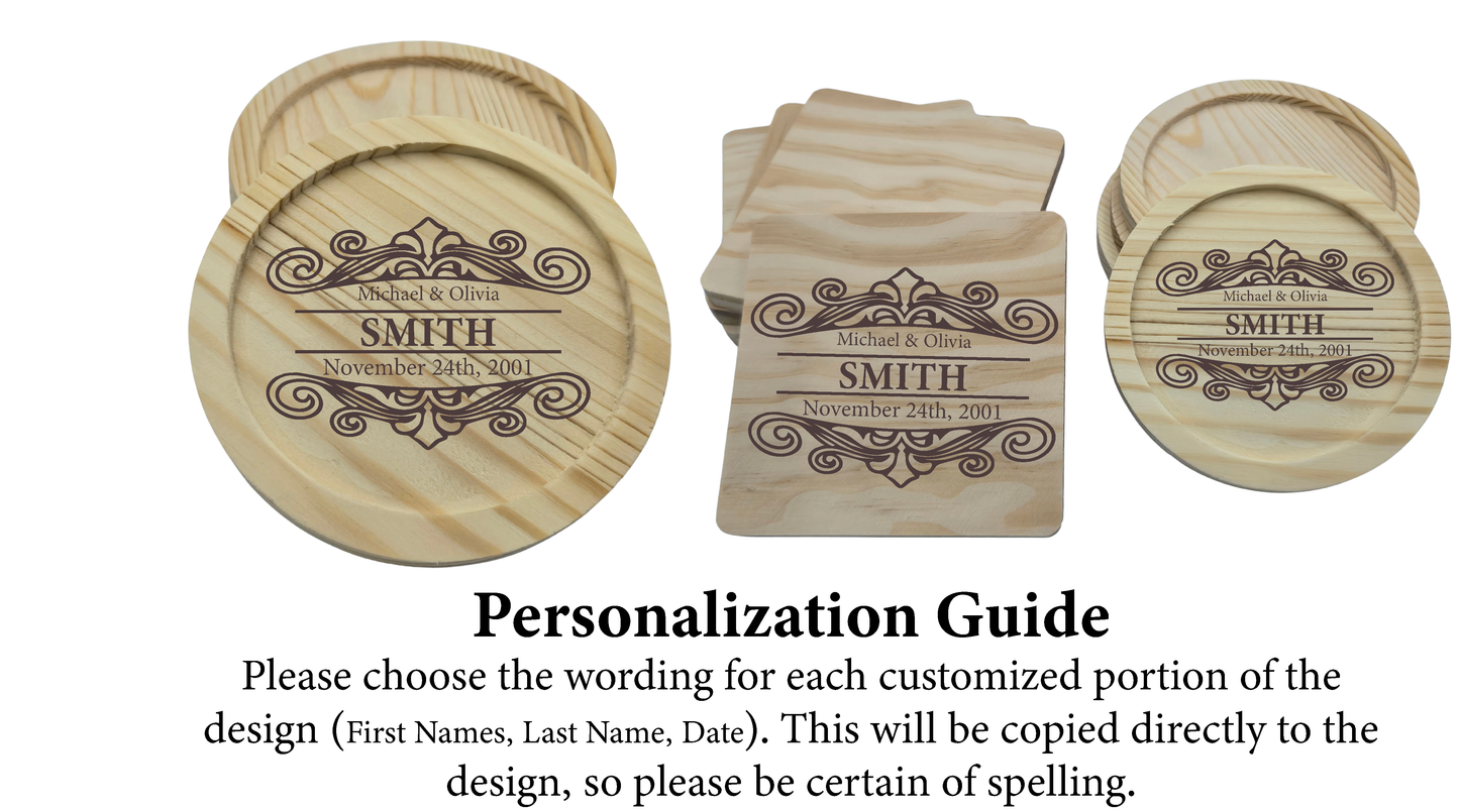 Personalized Wood Coaster - Fancy Full