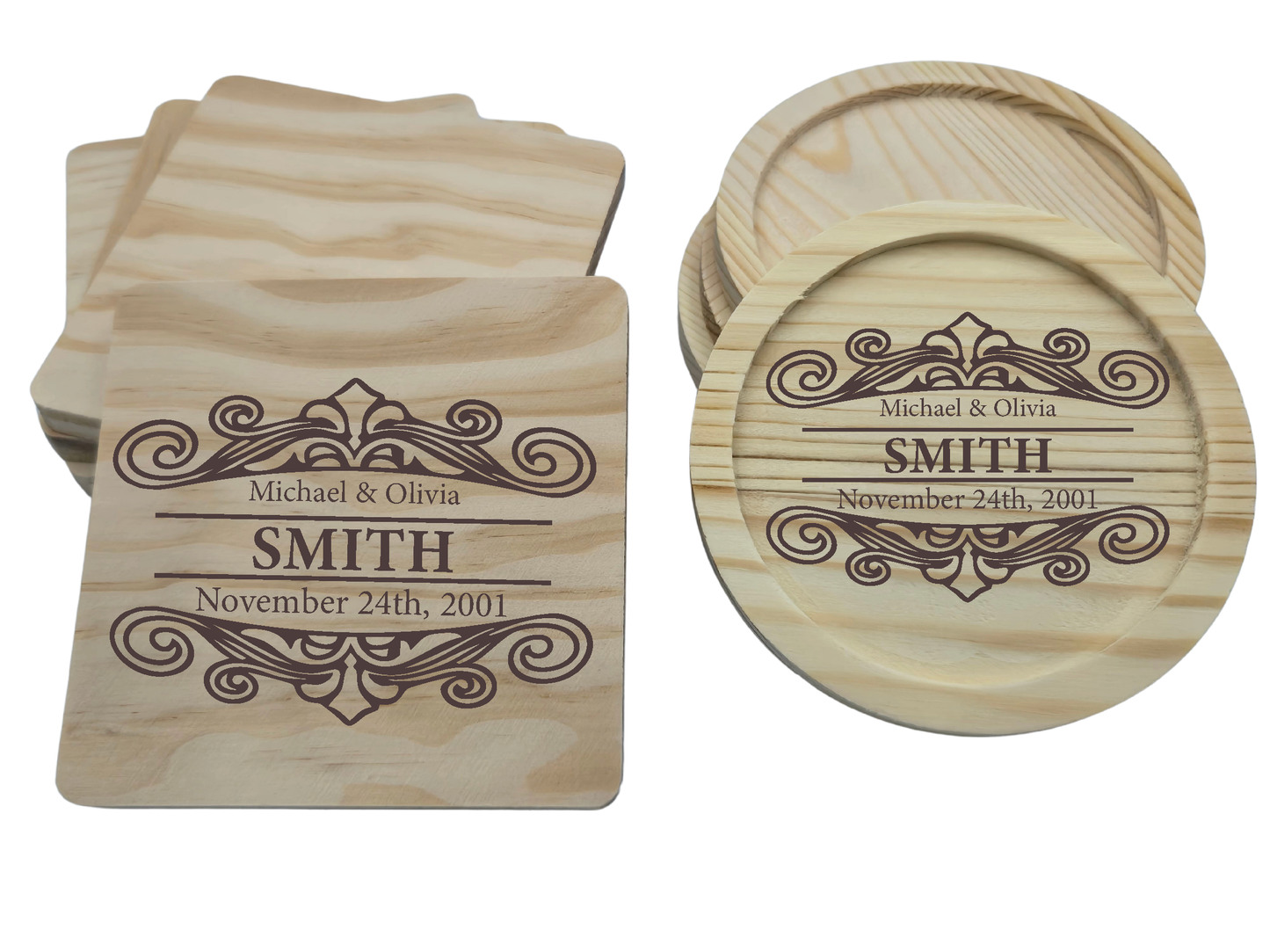 Personalized Wood Coaster - Fancy Full