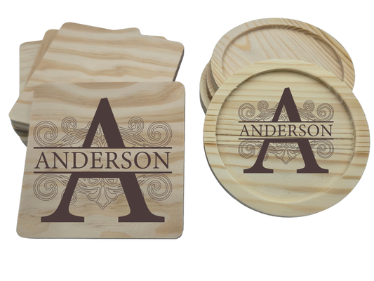 Personalized Wood Coaster - Fancy